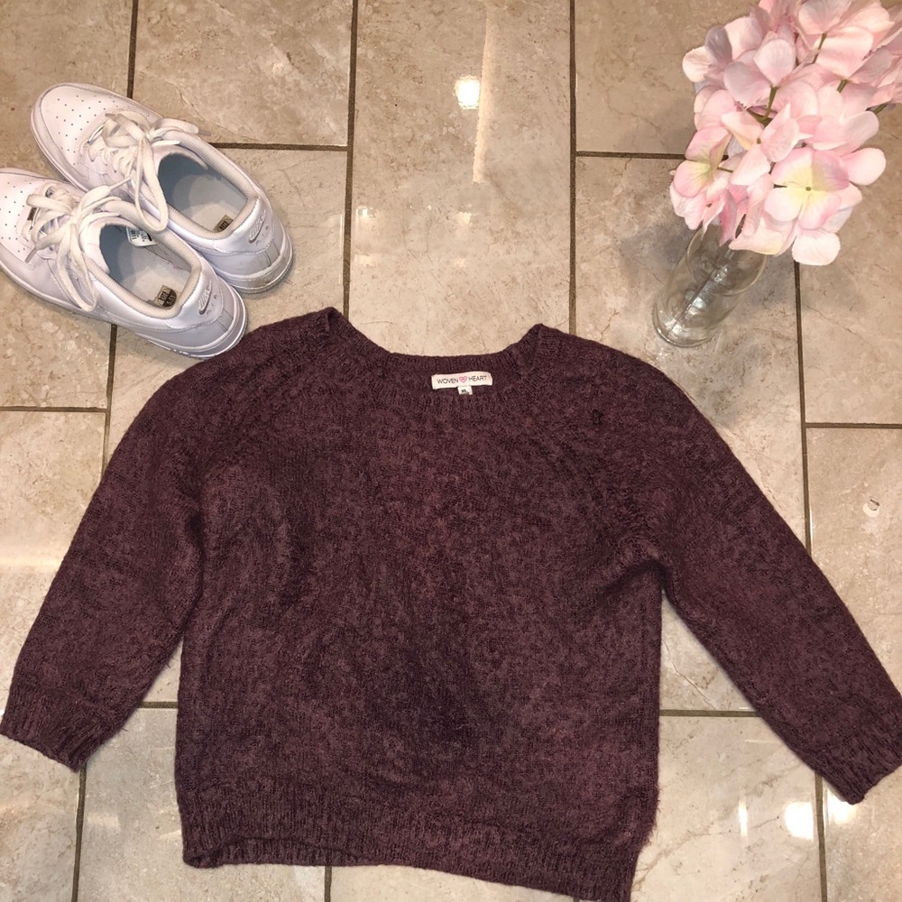 ⇒girls medium purple fuzzy sweater